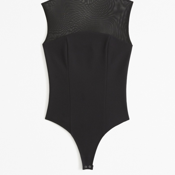 Mesh Crepe Mockneck Bodysuit - Picture 2 of 2